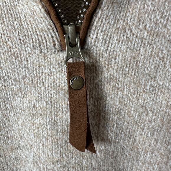 Orvis Lambswool 1/4 Zip Sweater XXL Beige Sherpa Collar Suede Trim F21 Outdoor - Picture 8 of 11
